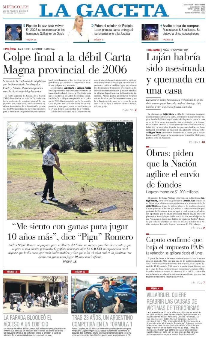 Colapinto, en la tapa de todos los diarios: WhatsApp Image 2024-08-28 at 08.15.54.jpeg